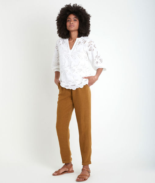 Picture of FELIX BRONZE LINEN CIGARETTE-CUT TROUSERS